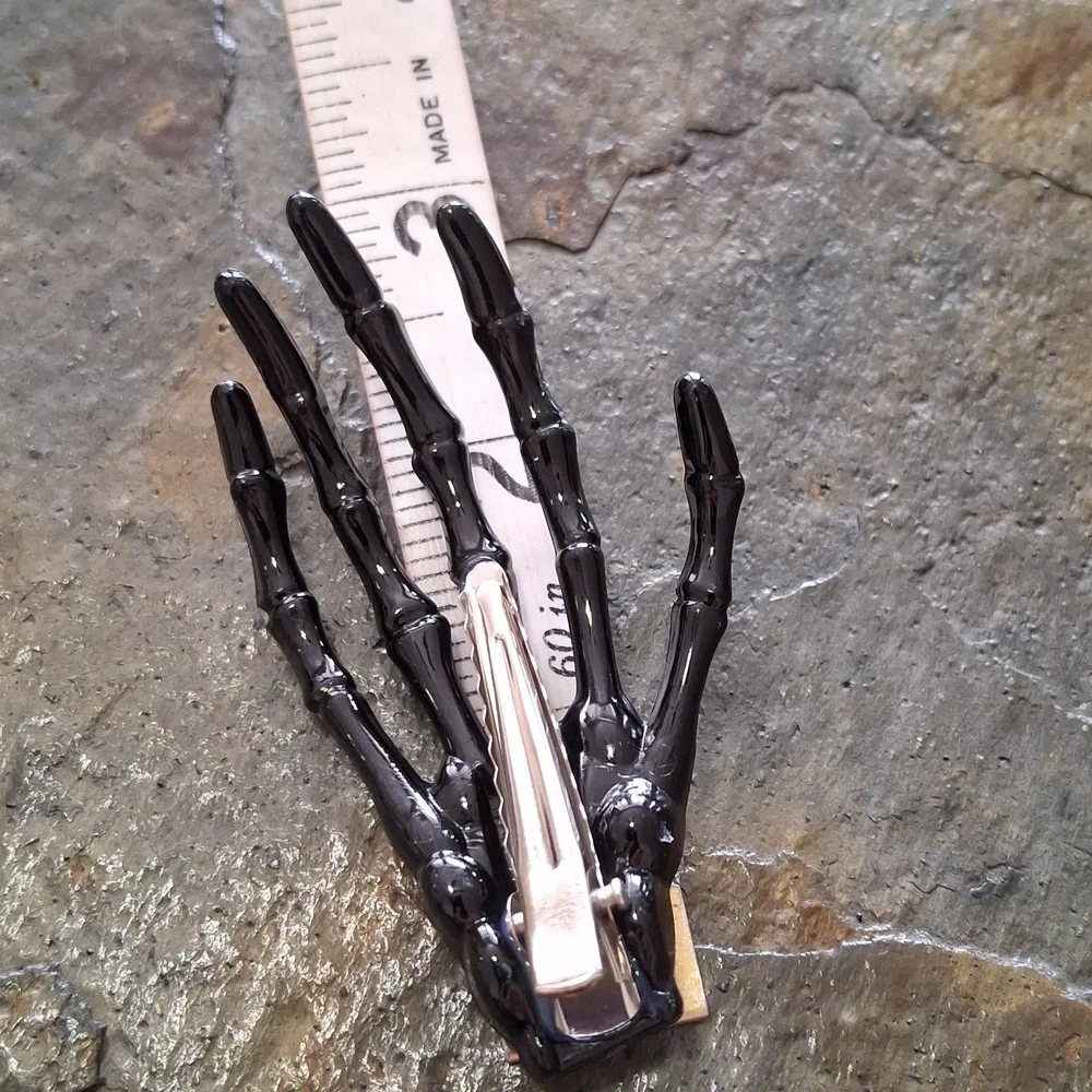 Black & White Skeleton Hand Hair Clip